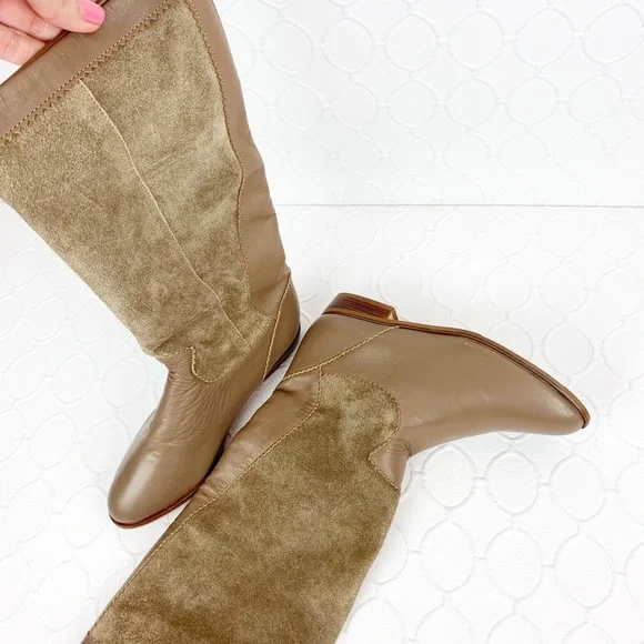 Suede Riding Boots Tan 6M NEW without kids NWOT - Picture 2 of 5